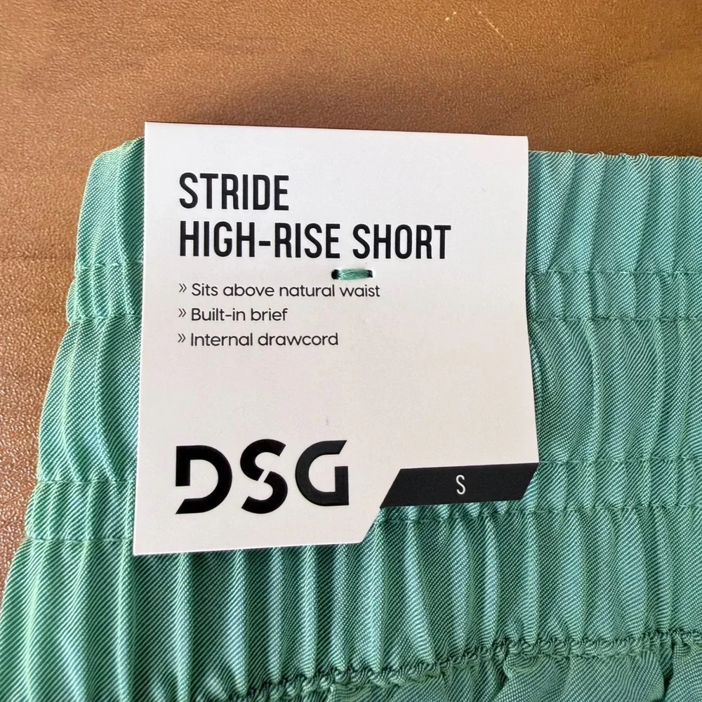 DSG Womens High Rise 3 Inch Running‎ Shorts Teal Green Smocked Waist Small NWT